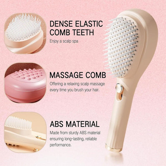 WISHCARTS Self-Cleaning New Big Size Self Cleaning Hairbrush,2 in 1 Comb