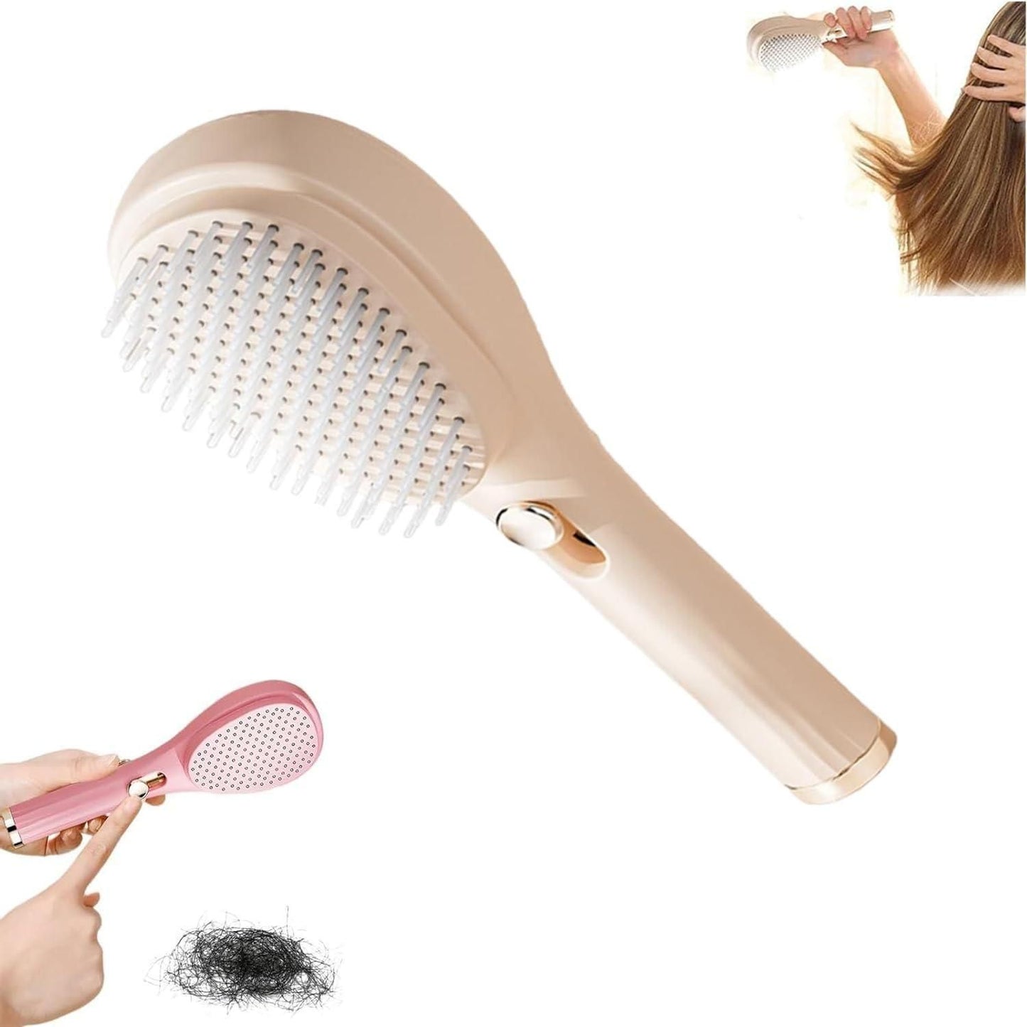 WISHCARTS Self-Cleaning New Big Size Self Cleaning Hairbrush,2 in 1 Comb