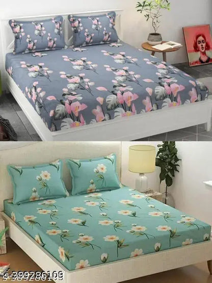 Glace Cotton Bedsheet Combo Pack 2 For Double Bed With 4 Pillow Covers